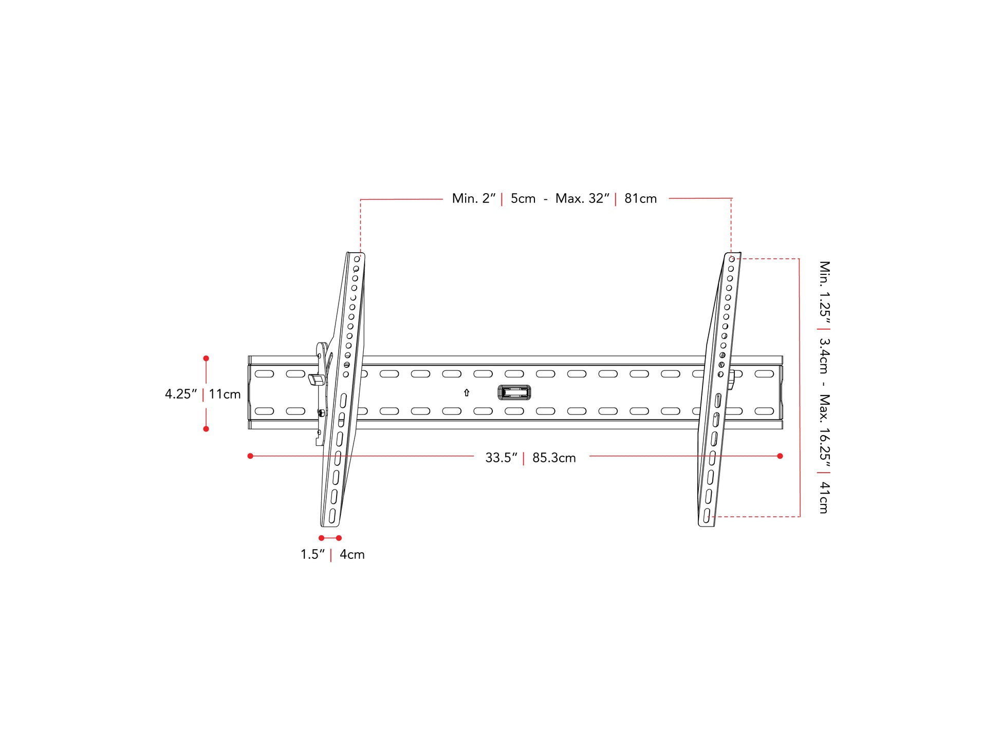 Tilting TV wall mount for 37" to 80" TVs, black steel construction, adjustable tilt for optimal viewing angles, secure and easy installation, fits most flat-screen TVs, space-saving design.