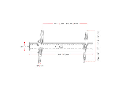 Tilting TV wall mount for 37" to 80" TVs, black steel construction, adjustable tilt for optimal viewing angles, secure and easy installation, fits most flat-screen TVs, space-saving design.