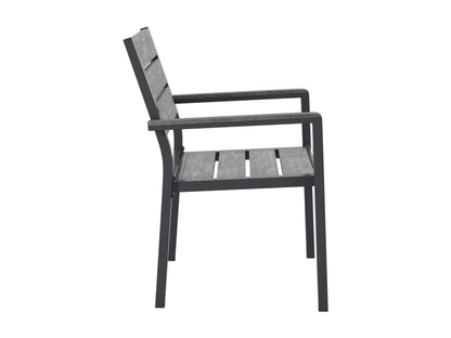 Set of 2 patio dining chairs with weather-resistant wicker, featuring beige cushions and a sturdy metal frame, perfect for outdoor dining.