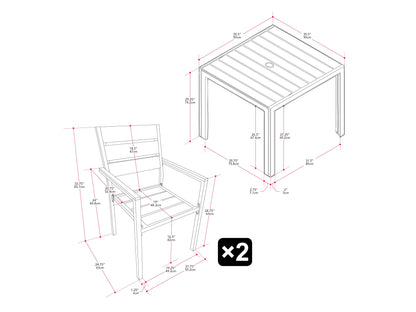 Alt Tag: 

"3-piece outdoor patio dining set with a rectangular wooden table and two matching benches, featuring a natural teak finish and weather-resistant cushions, ideal for garden or backyard use."