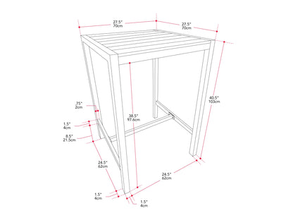 Sleek outdoor bar table with a black metal frame, tempered glass top, and built-in wine rack, perfect for patio or garden settings.