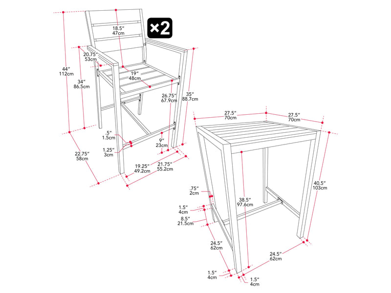 Outdoor Bar Set, 3pc