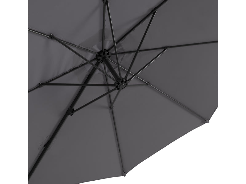 grey offset patio umbrella, 360 degree 100 Series detail image CorLiving