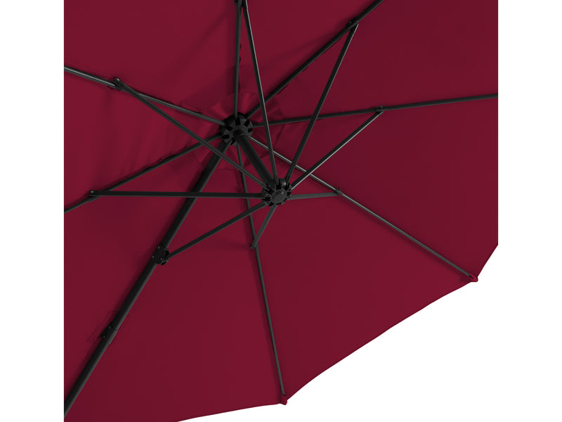 wine red offset patio umbrella, 360 degree 100 Series detail image CorLiving