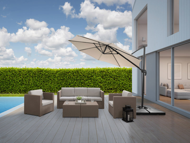 off white offset patio umbrella, 360 degree 100 Series lifestyle scene CorLiving
