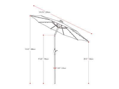 grey led umbrella, tilting Skylight measurements diagram CorLiving#color_grey