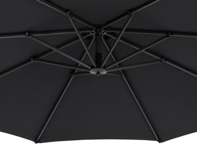 black cantilever patio umbrella with base Endure detail image CorLiving#color_black