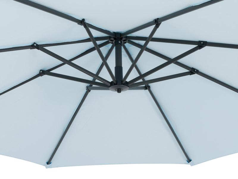 light blue cantilever patio umbrella with base Endure detail image CorLiving
