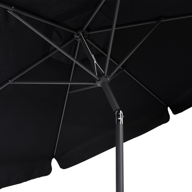black 10ft patio umbrella, round tilting with base 200 Series detail image CorLiving