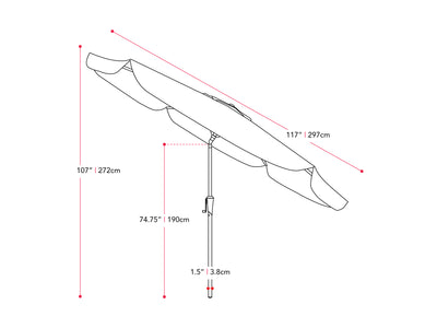 black 10ft patio umbrella, round tilting 200 Series measurements diagram CorLiving#color_black
