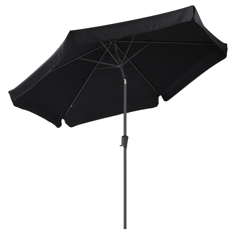 black 10ft patio umbrella, round tilting with base 200 Series product image CorLiving