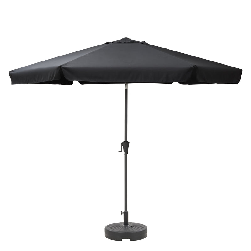 black 10ft patio umbrella, round tilting with base 200 Series product image CorLiving