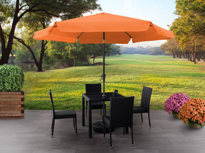 orange 10ft patio umbrella, round tilting 200 Series lifestyle scene CorLiving#color_ppu-orange