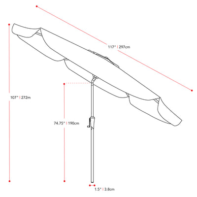 warm white 10ft patio umbrella, round tilting with base 200 Series measurements diagram CorLiving#color_warm-white