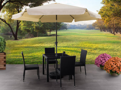 warm white 10ft patio umbrella, round tilting 200 Series lifestyle scene CorLiving#color_ppu-warm-white