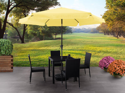 yellow 10ft patio umbrella, round tilting 200 Series lifestyle scene CorLiving#color_yellow