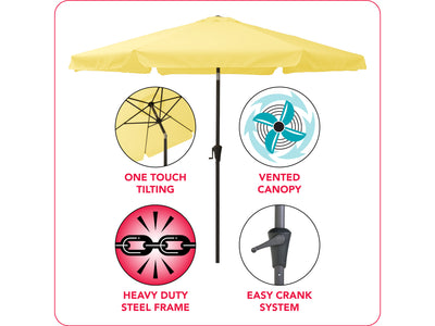 yellow 10ft patio umbrella, round tilting 200 Series infographic CorLiving#color_yellow