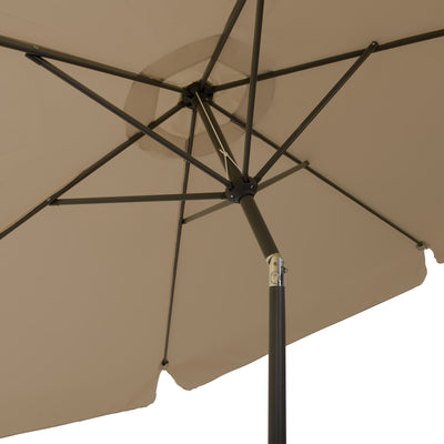 brown 10ft patio umbrella, round tilting with base 200 Series detail image CorLiving#color_brown