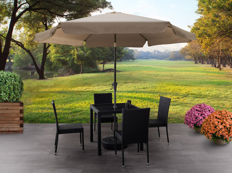 brown 10ft patio umbrella, round tilting 200 Series lifestyle scene CorLiving