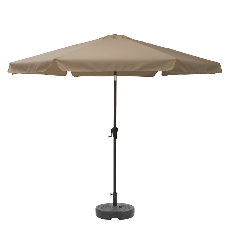 brown 10ft patio umbrella, round tilting with base 200 Series product image CorLiving