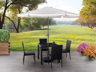taupe and white 10ft patio umbrella, round tilting 200 Series lifestyle scene CorLiving#color_ppu-taupe-and-white