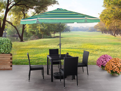 green and white 10ft patio umbrella, round tilting 200 Series lifestyle scene CorLiving#color_ppu-green-and-white