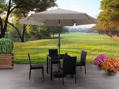grey 10ft patio umbrella, round tilting 200 Series lifestyle scene CorLiving#color_ppu-grey