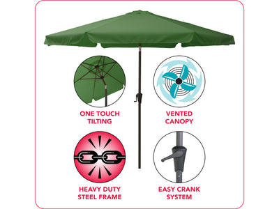 forest green 10ft patio umbrella, round tilting 200 Series infographic CorLiving#color_forest-green