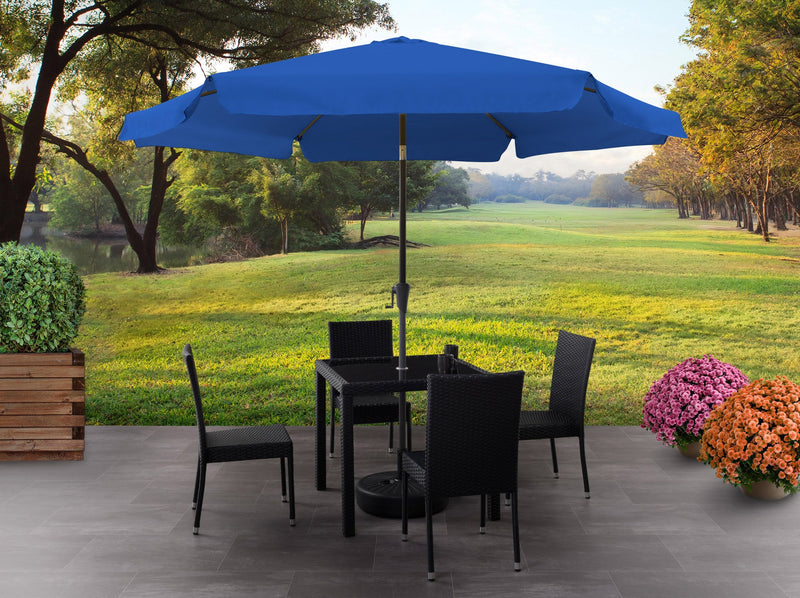 cobalt blue 10ft patio umbrella, round tilting 200 Series lifestyle scene CorLiving