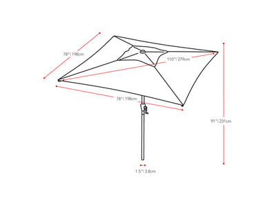 warm white square patio umbrella, tilting 300 Series measurements diagram CorLiving#color_ppu-warm-white