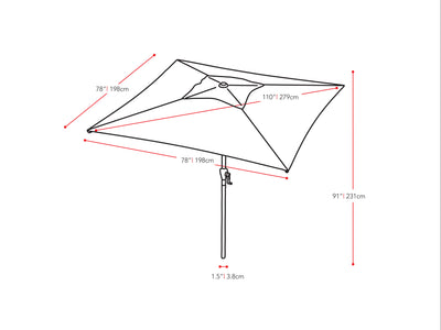 grey square patio umbrella, tilting 300 Series measurements diagram CorLiving#color_ppu-grey