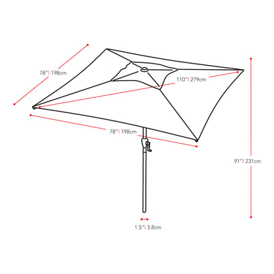 lime green square patio umbrella, tilting with base 300 Series measurements diagram CorLiving#color_lime-green