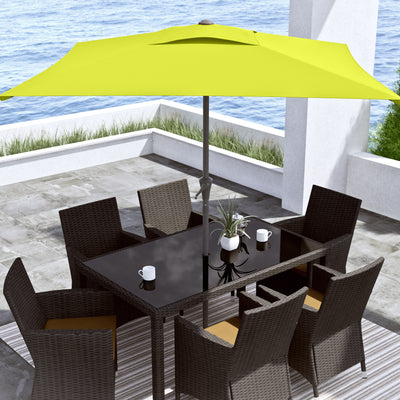 lime green square patio umbrella, tilting with base 300 Series lifestyle scene CorLiving#color_lime-green