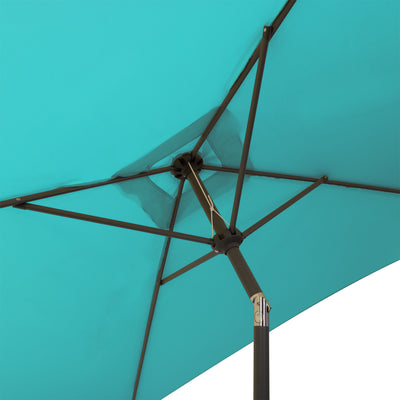turquoise blue square patio umbrella, tilting with base 300 Series detail image CorLiving#color_turquoise-blue