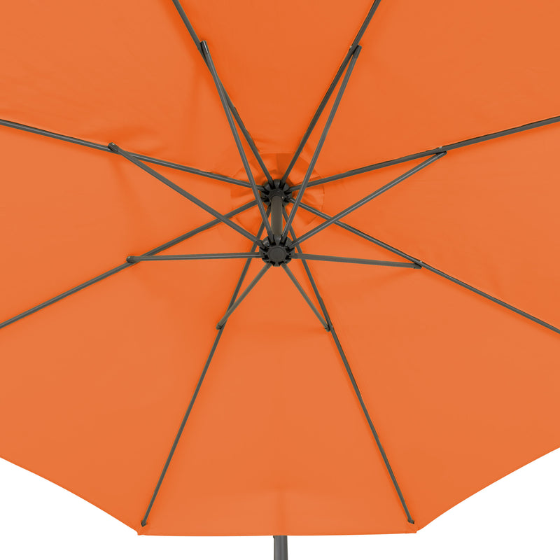 orange offset patio umbrella with base 400 Series detail image CorLiving