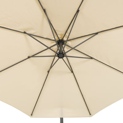 warm white offset patio umbrella with base 400 Series detail image CorLiving#color_ppu-warm-white