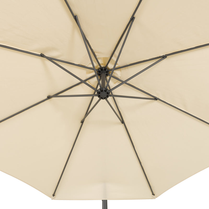 warm white offset patio umbrella with base 400 Series detail image CorLiving