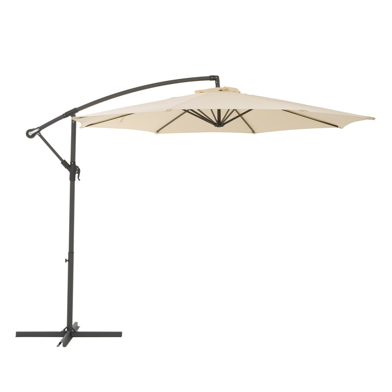 warm white offset patio umbrella with base 400 Series product image CorLiving
