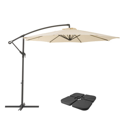 warm white offset patio umbrella with base 400 Series product image CorLiving#color_ppu-warm-white