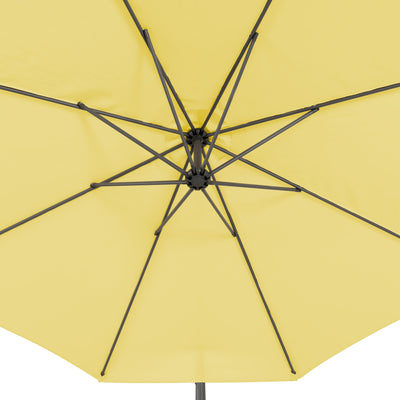 yellow offset patio umbrella with base 400 Series detail image CorLiving#color_ppu-yellow