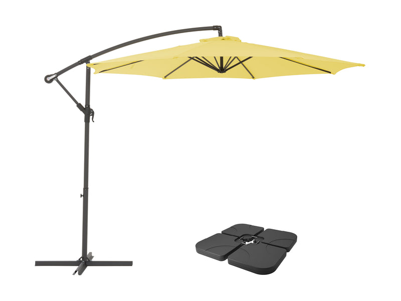 yellow offset patio umbrella with base 400 Series product image CorLiving