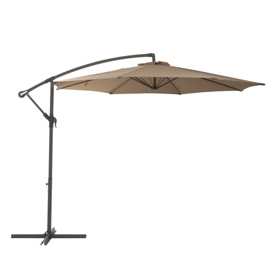 brown offset patio umbrella with base 400 Series product image CorLiving#color_ppu-brown