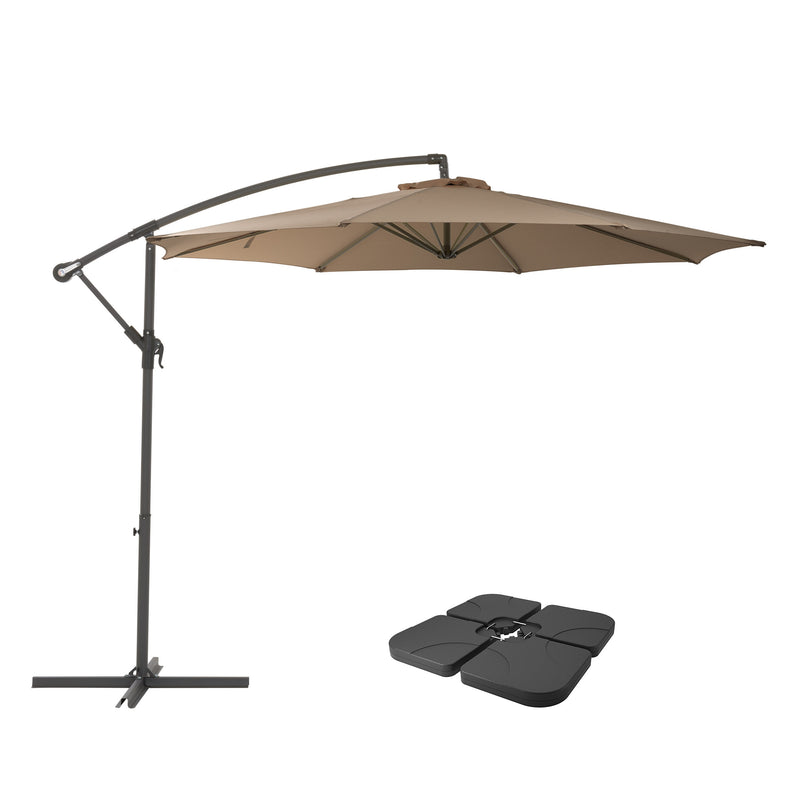 brown offset patio umbrella with base 400 Series product image CorLiving