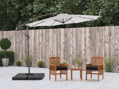 taupe and white offset patio umbrella 420 Series lifestyle scene CorLiving#color_taupe-and-white