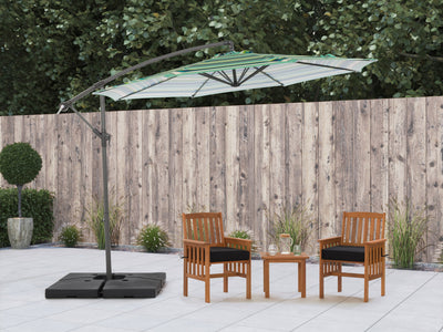 green and blue offset patio umbrella 420 Series lifestyle scene CorLiving#color_green-and-blue