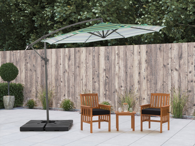 green and blue offset patio umbrella 420 Series lifestyle scene CorLiving