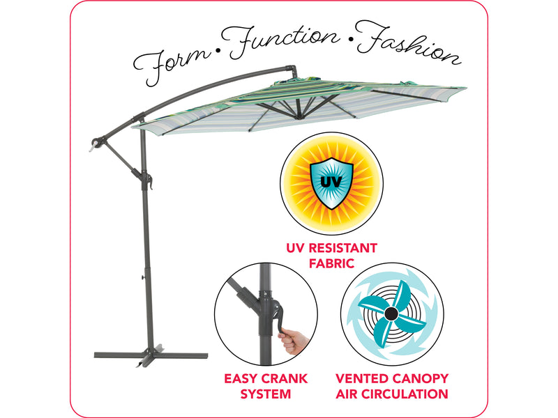 green and white offset patio umbrella 400 Series infographic CorLiving