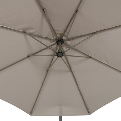 grey offset patio umbrella with base 400 Series detail image CorLiving#color_ppu-grey