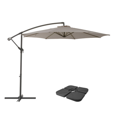 grey offset patio umbrella with base 400 Series product image CorLiving#color_ppu-grey
