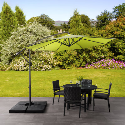lime green offset patio umbrella with base 400 Series lifestyle scene CorLiving#color_ppu-lime-green